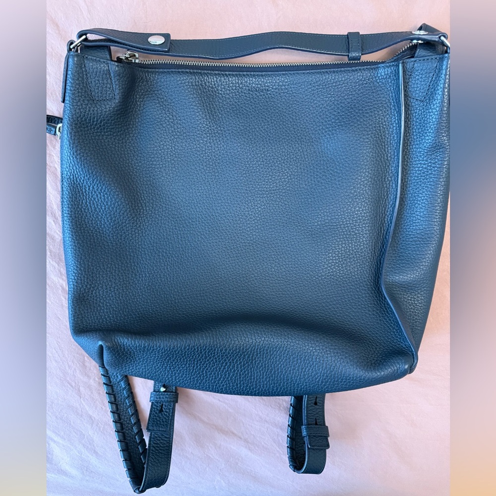 All Saints Kita Backpack Navy Blue Leather